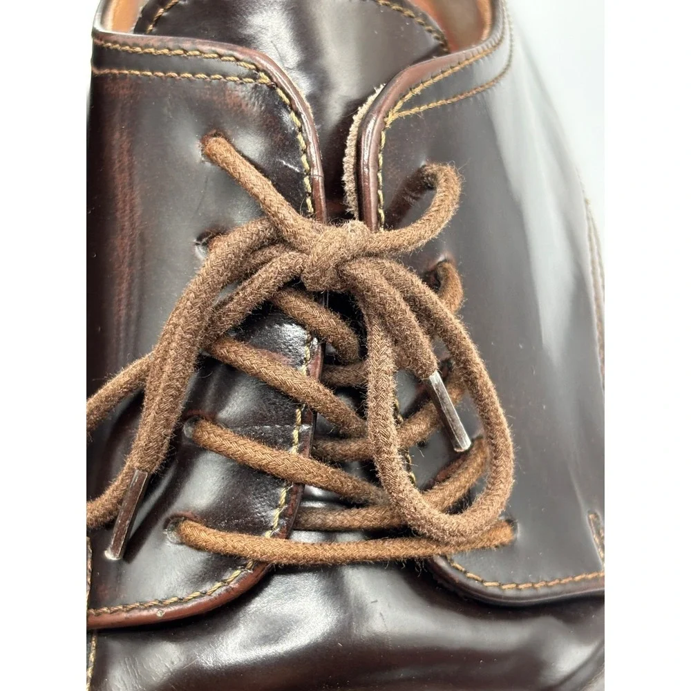 Alfani Made in Italy Men's Dark Brown Leather Apron Shoes Size 9.5